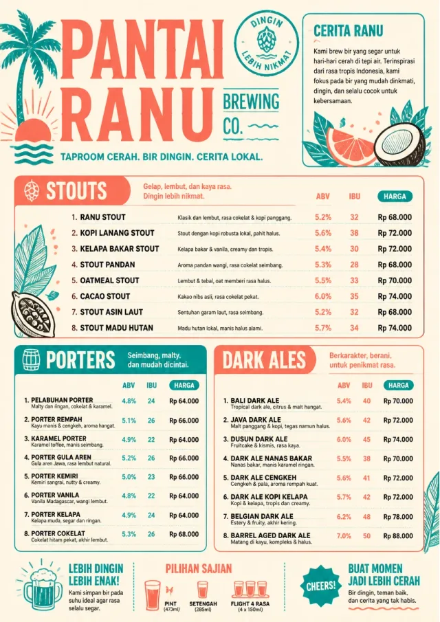 Tropical Refresh beer-menu menu template preview