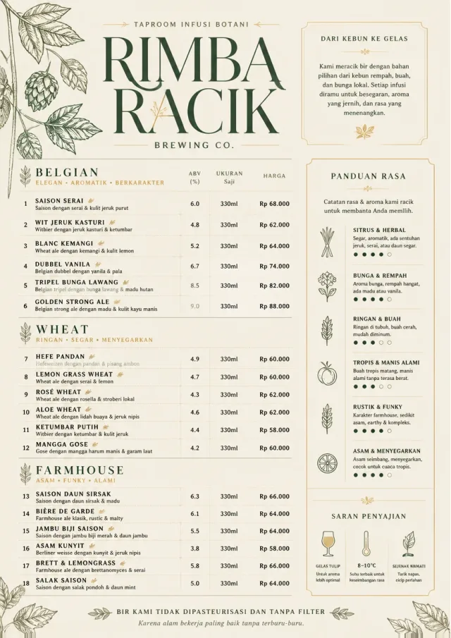 Botanical Infusion beer-menu menu template preview