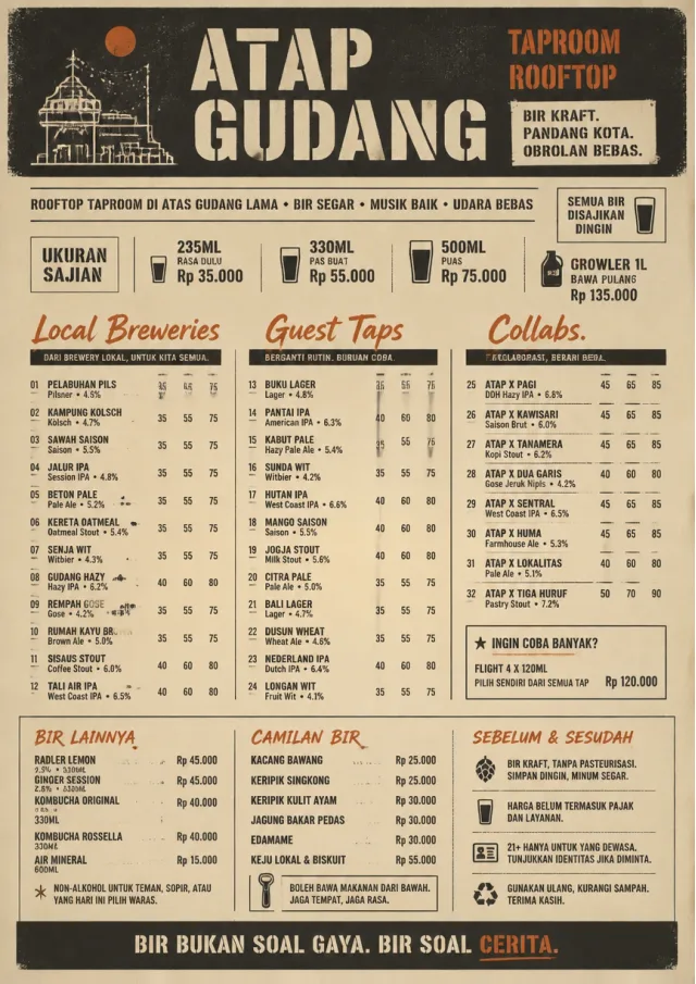 Industrial Craft beer-menu menu template preview