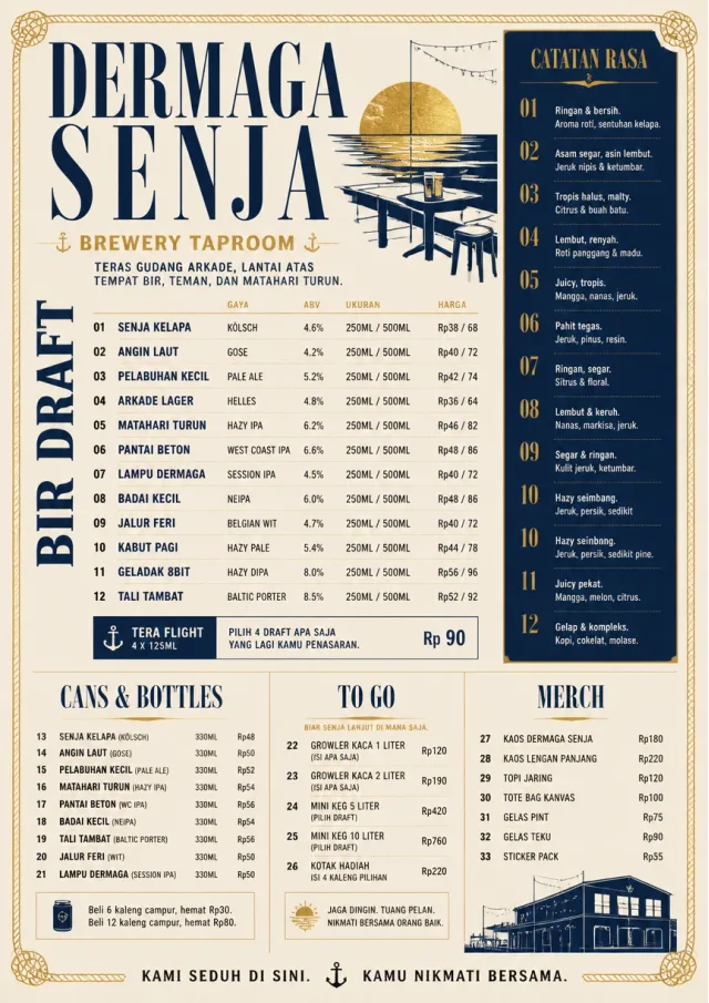 Coastal Sunset beer-menu menu template preview