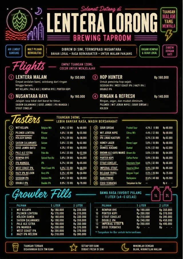 Neon Night Pour beer-menu menu template preview