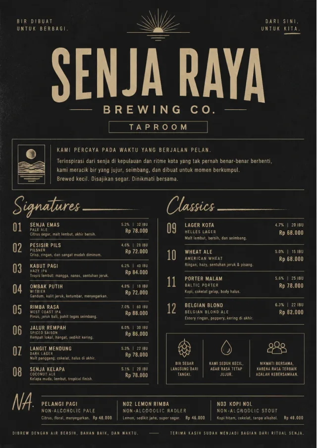 Mono Bar Minimal beer-menu menu template preview