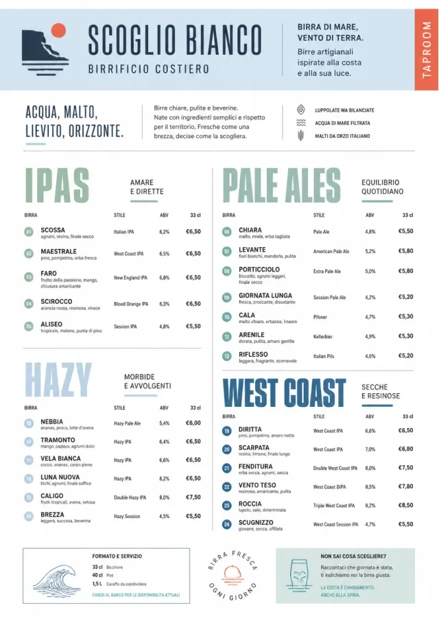 Modern Minimal Pour beer-menu menu template preview