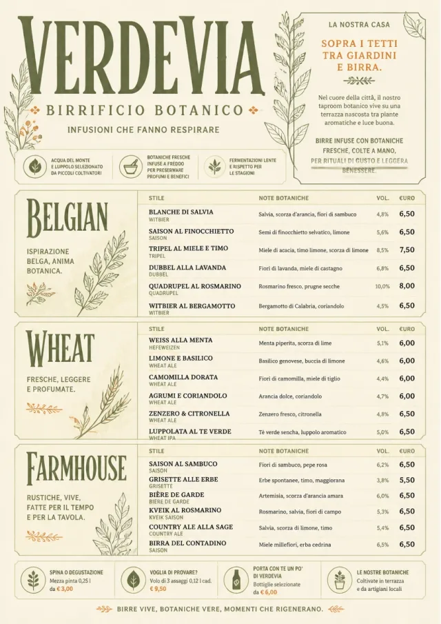 Botanical Infusion beer-menu menu template preview