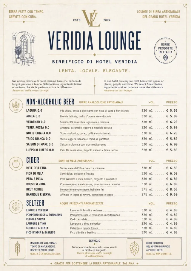 Luxury Hotel Lounge beer-menu menu template preview