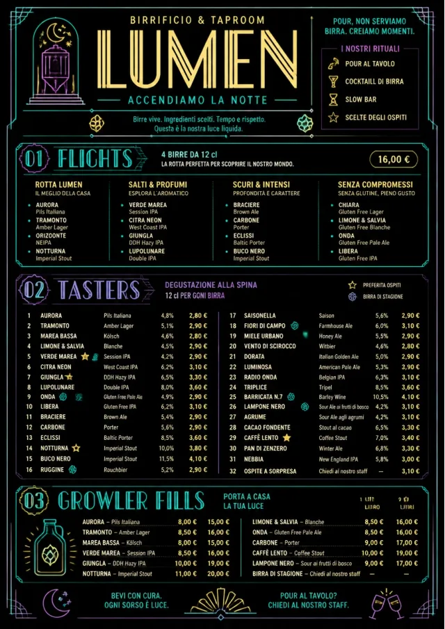 Neon Night Pour beer-menu menu template preview