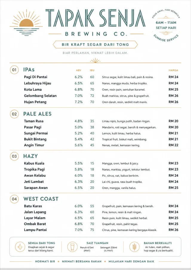 Modern Minimal Pour beer-menu menu template preview