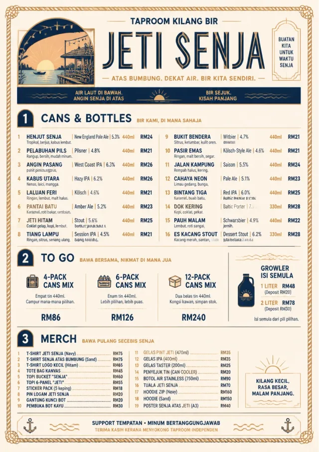 Coastal Sunset beer-menu menu template preview