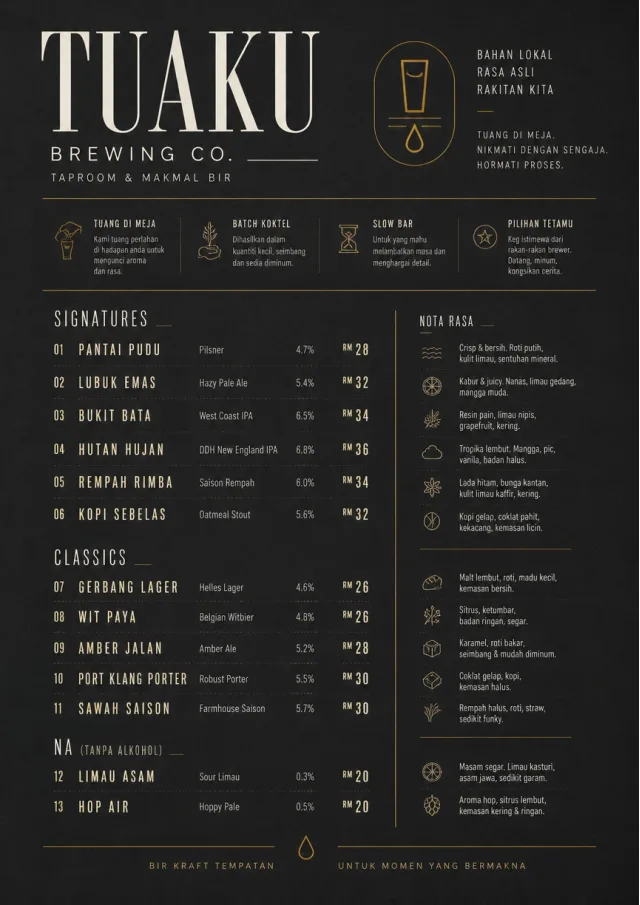 Mono Bar Minimal beer-menu menu template preview