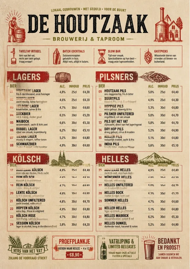 Heritage Taproom beer-menu menu template preview