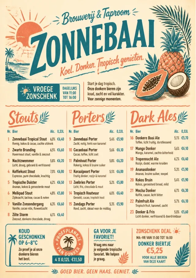 Tropical Refresh beer-menu menu template preview
