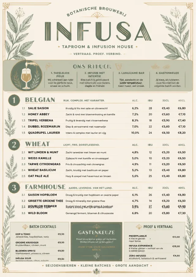 Botanical Infusion beer-menu menu template preview