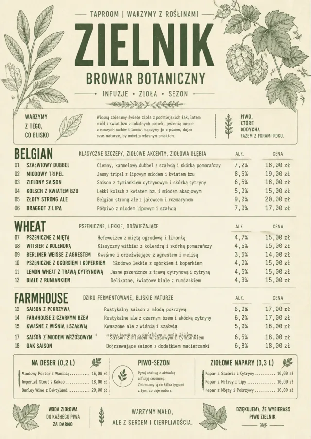 Botanical Infusion beer-menu menu template preview