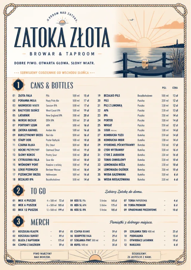 Coastal Sunset beer-menu menu template preview