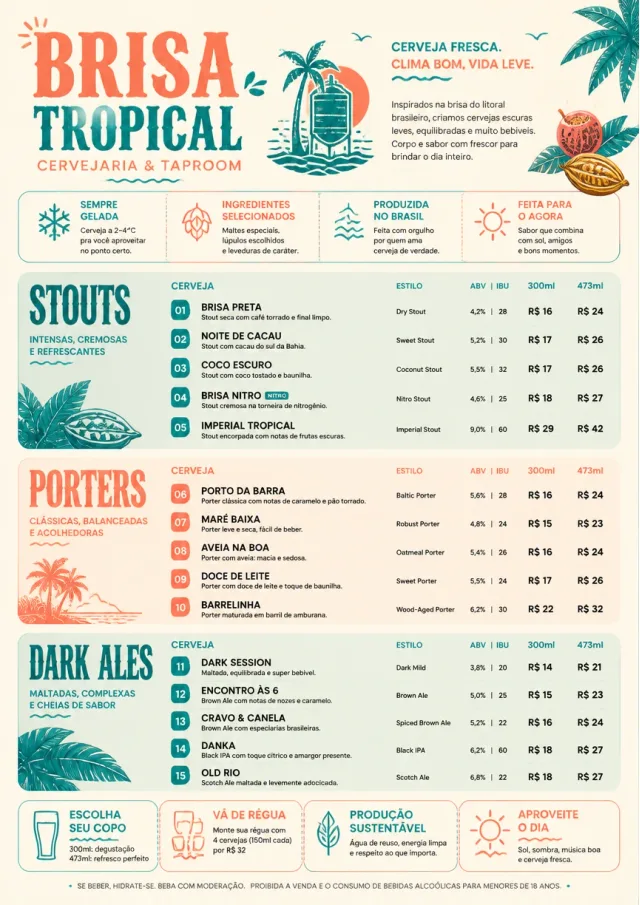 Tropical Refresh beer-menu menu template preview