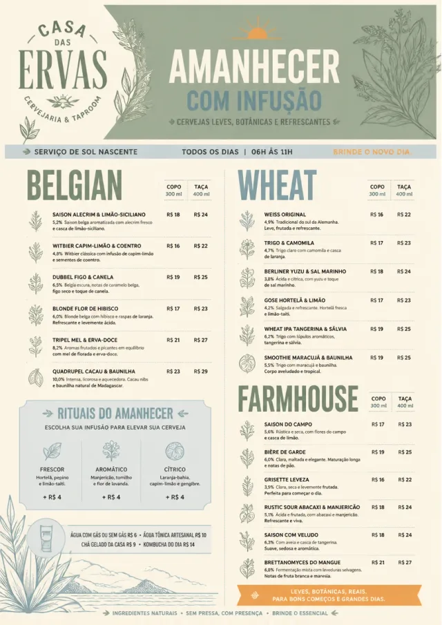 Botanical Infusion beer-menu menu template preview