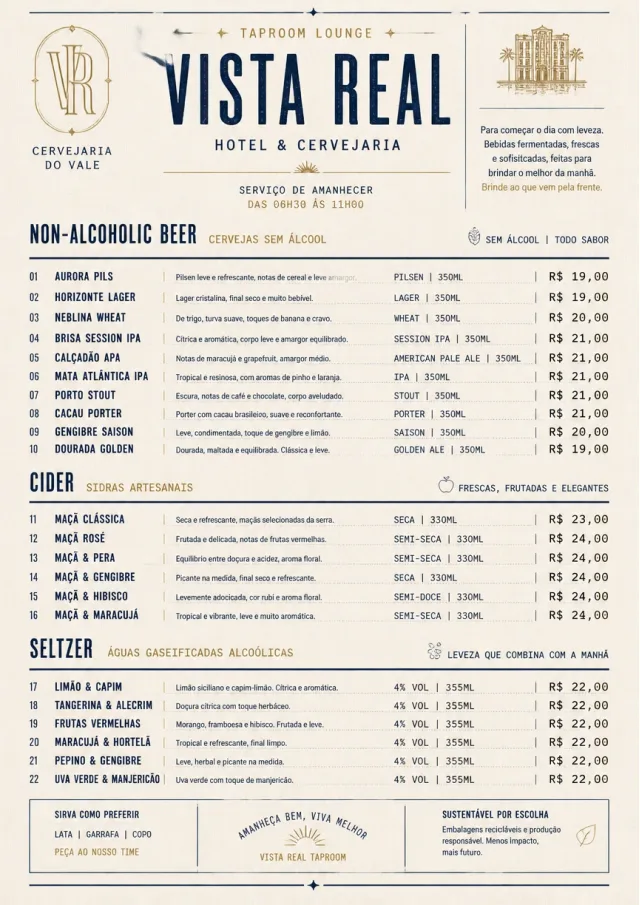 Luxury Hotel Lounge beer-menu menu template preview