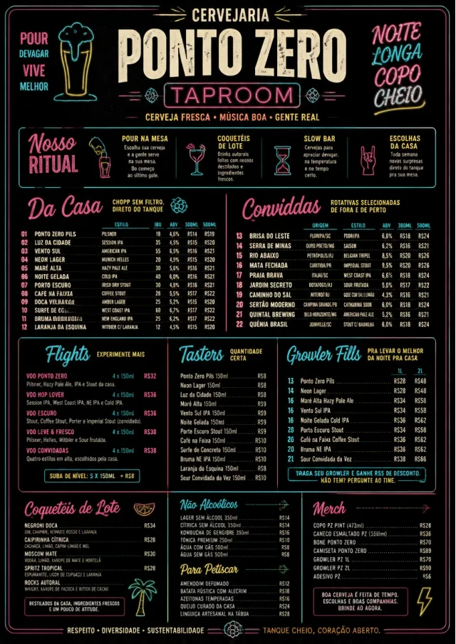 Neon Night Pour beer-menu menu template preview