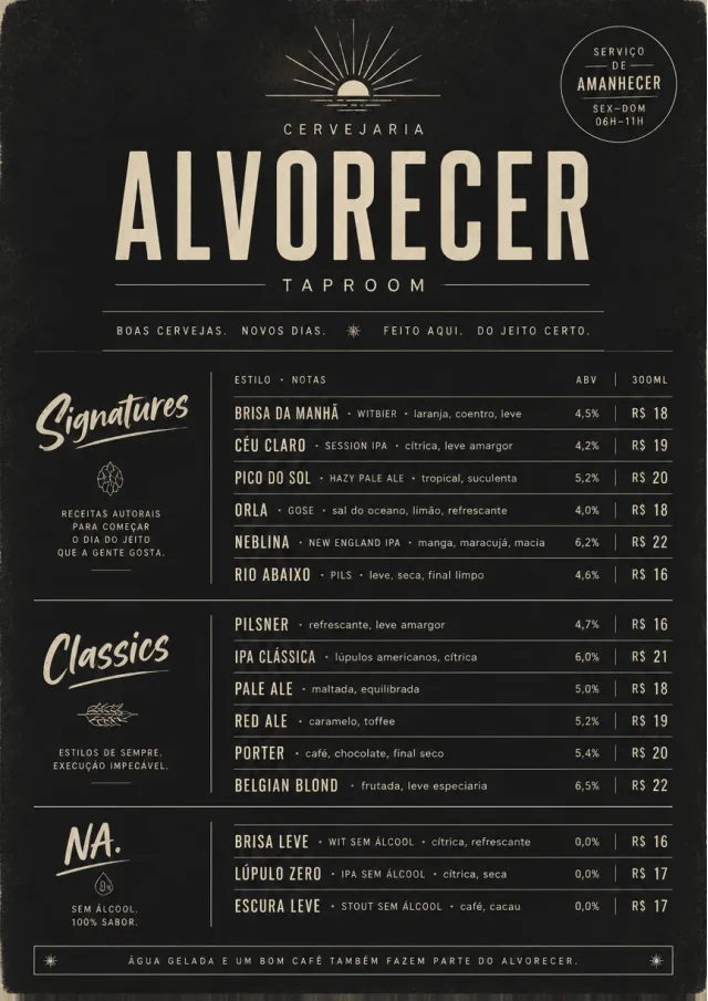 Mono Bar Minimal beer-menu menu template preview