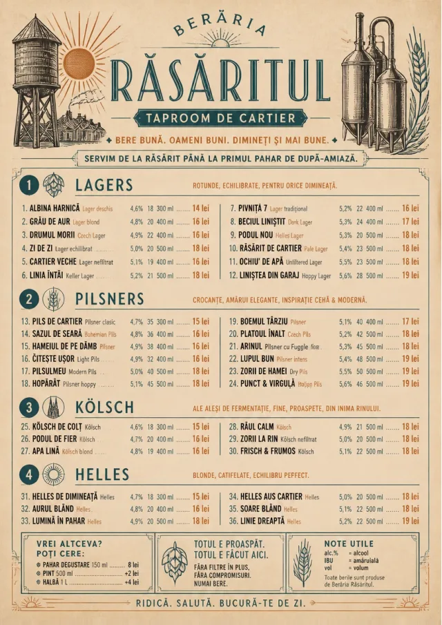 Heritage Taproom beer-menu menu template preview