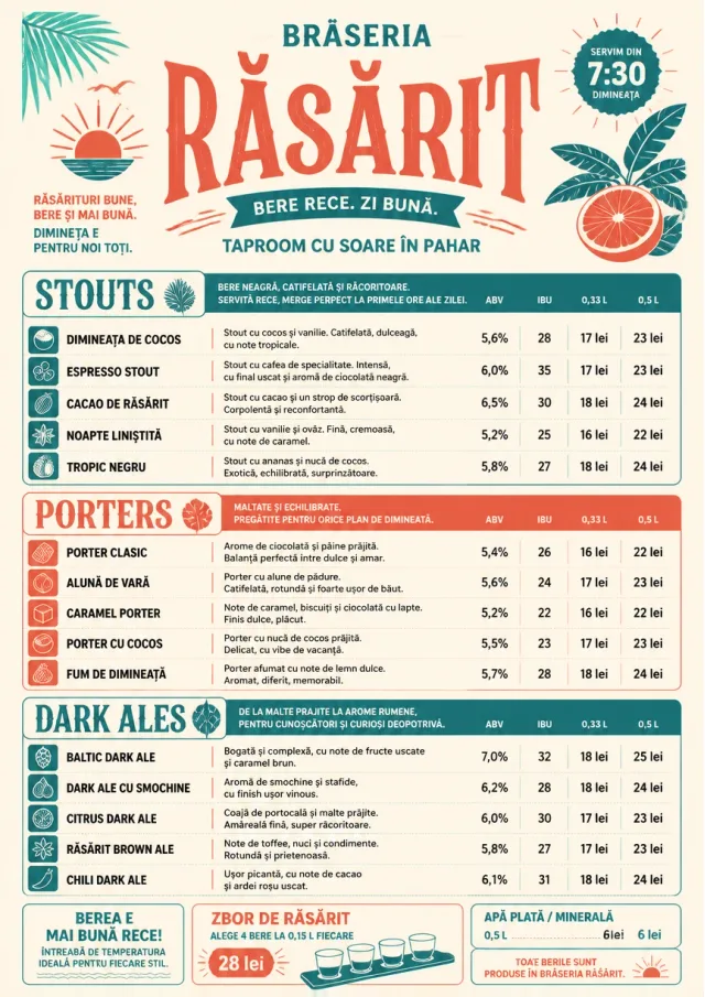 Tropical Refresh beer-menu menu template preview