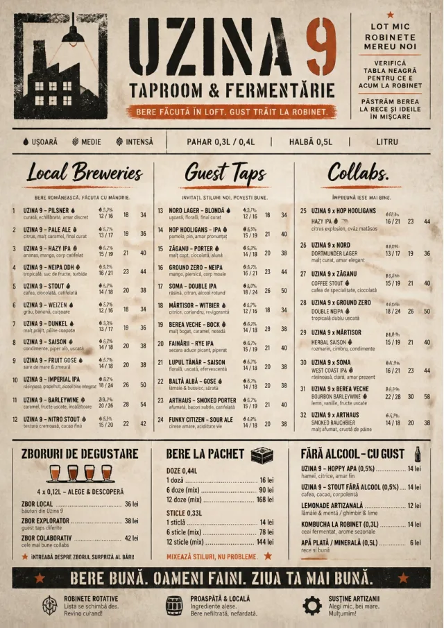 Industrial Craft beer-menu menu template preview