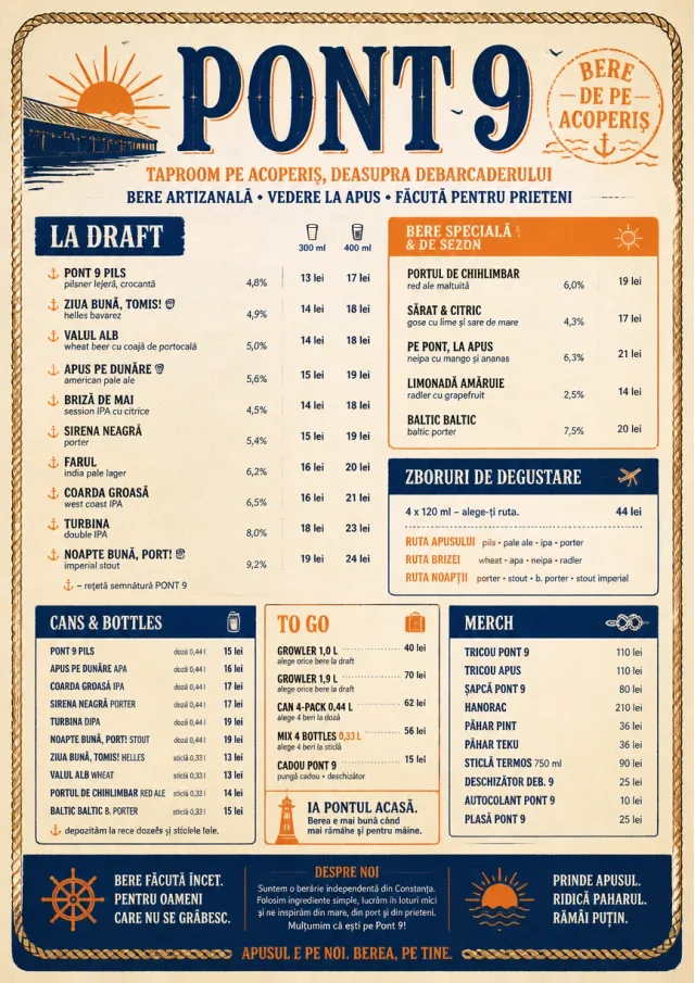 Coastal Sunset beer-menu menu template preview