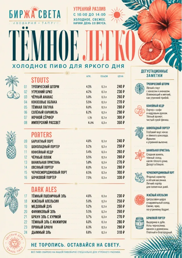 Tropical Refresh beer-menu menu template preview