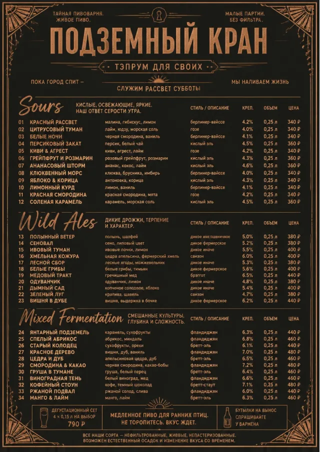 Speakeasy Spirits beer-menu menu template preview