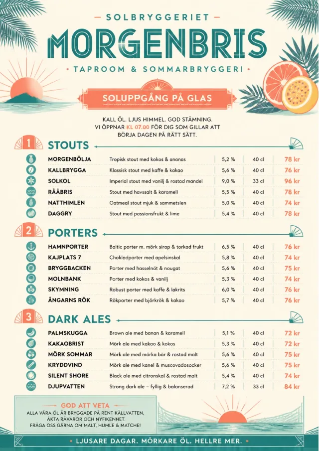 Tropical Refresh beer-menu menu template preview