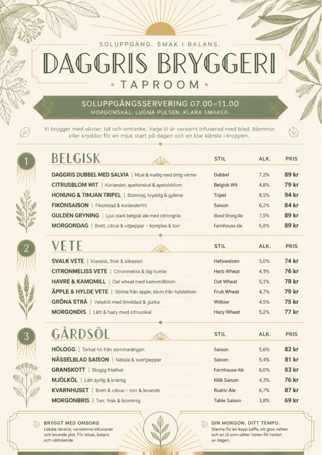 Botanical Infusion beer-menu menu template preview
