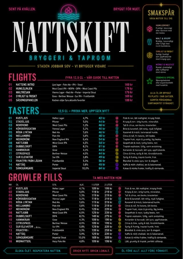 Neon Night Pour beer-menu menu template preview