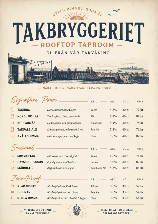 Boutique Pour Card beer-menu menu template preview