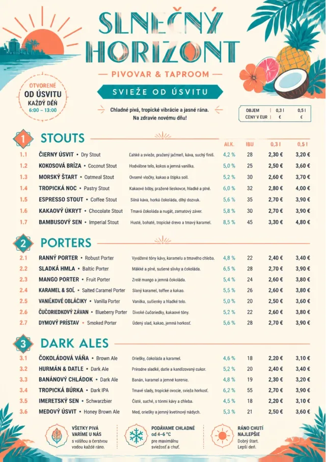 Tropical Refresh beer-menu menu template preview
