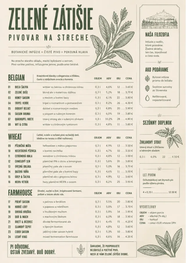 Botanical Infusion beer-menu menu template preview