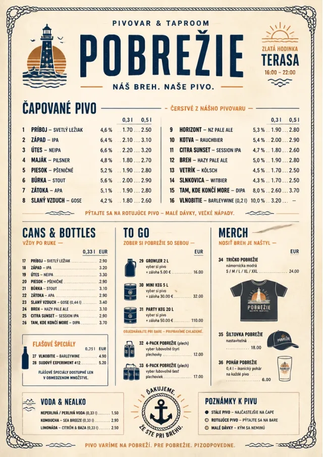 Coastal Sunset beer-menu menu template preview