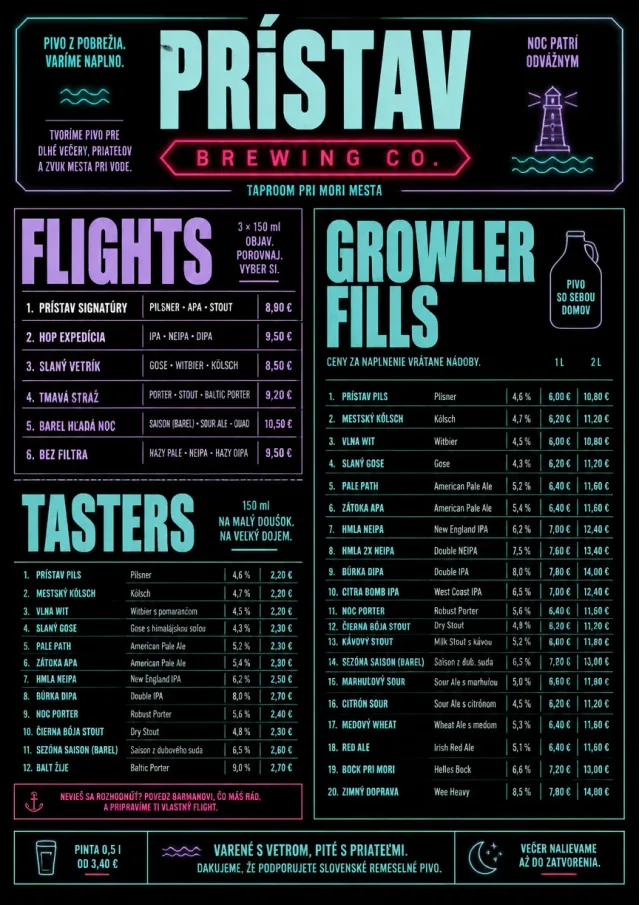 Neon Night Pour beer-menu menu template preview