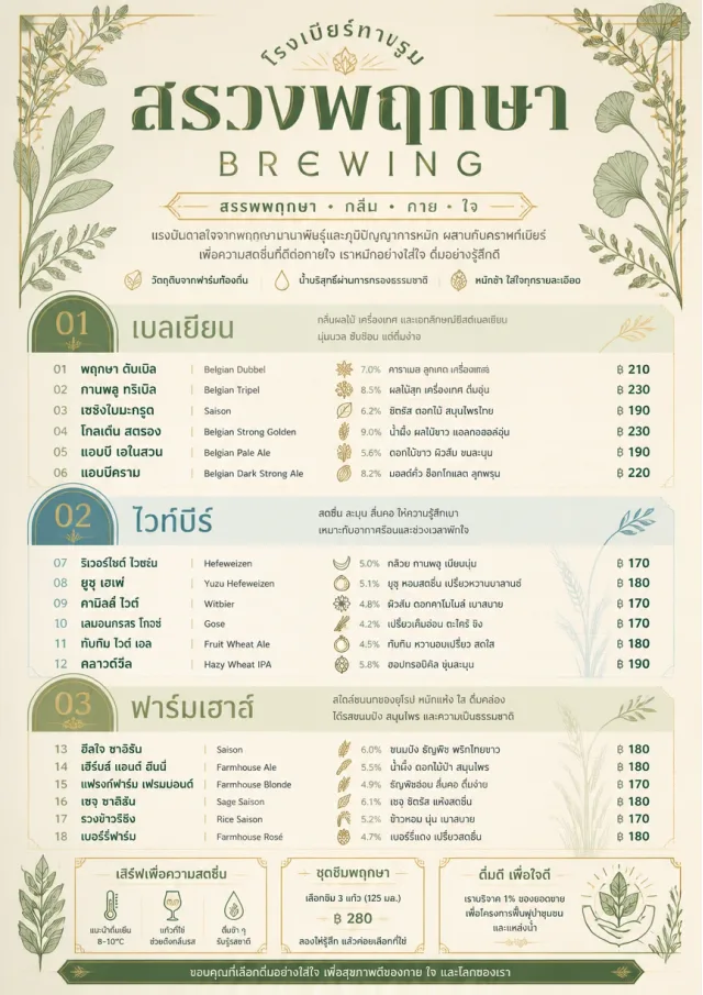 Botanical Infusion beer-menu menu template preview