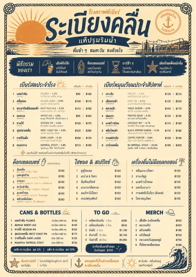 Coastal Sunset beer-menu menu template preview