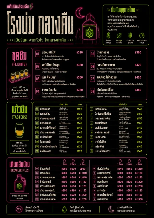 Neon Night Pour beer-menu menu template preview