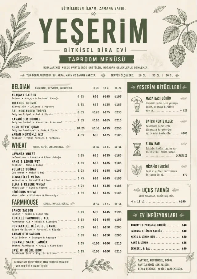 Botanical Infusion beer-menu menu template preview