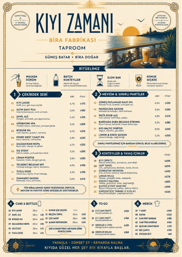 Coastal Sunset beer-menu menu template preview