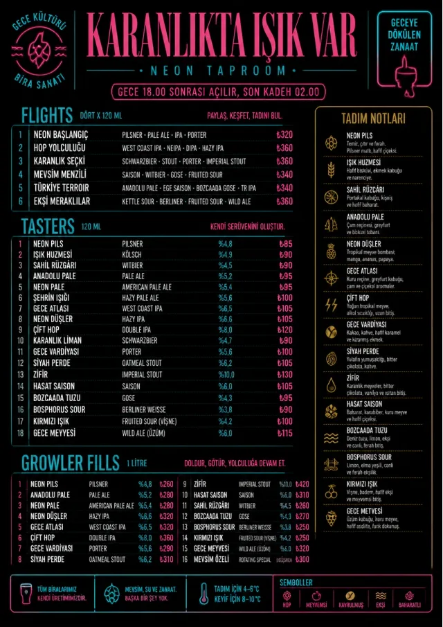 Neon Night Pour beer-menu menu template preview