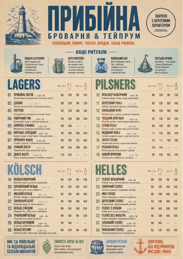 Heritage Taproom beer-menu menu template preview