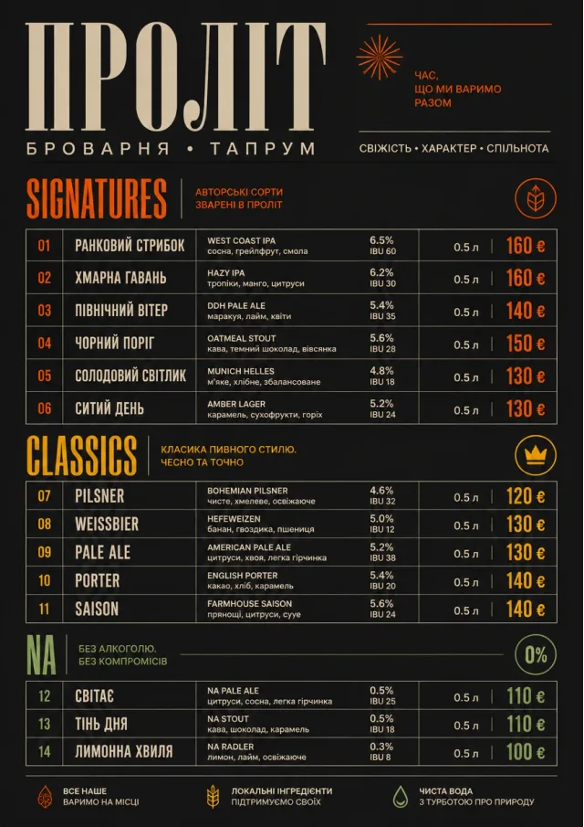 Mono Bar Minimal beer-menu menu template preview