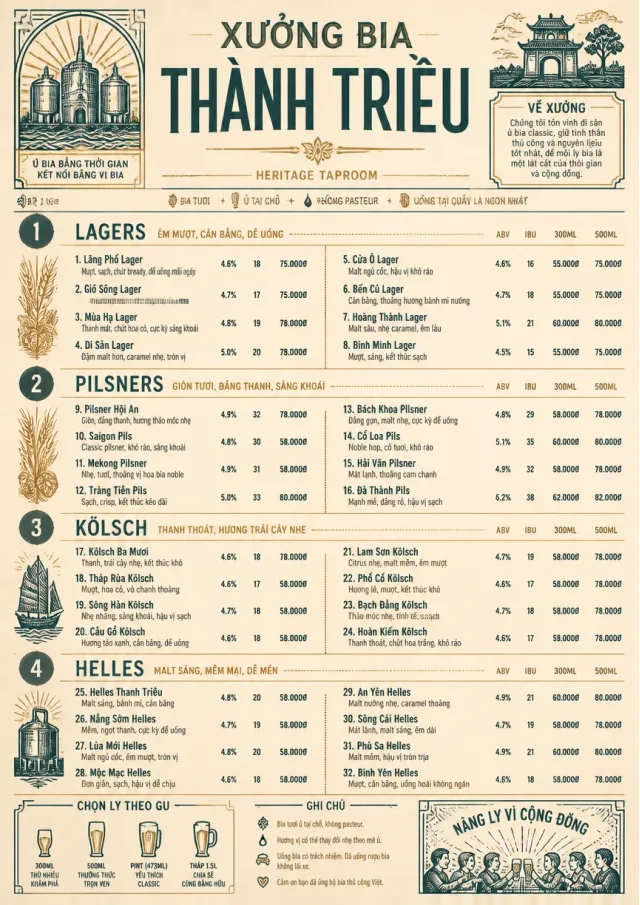 Heritage Taproom beer-menu menu template preview