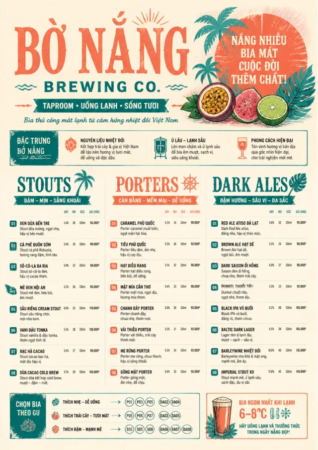 Tropical Refresh beer-menu menu template preview