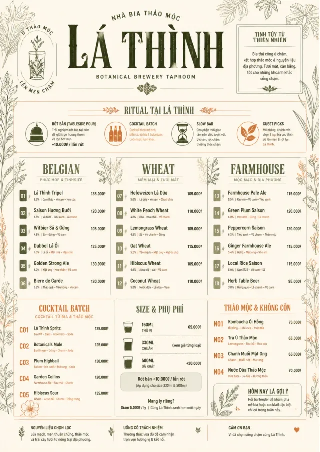 Botanical Infusion beer-menu menu template preview