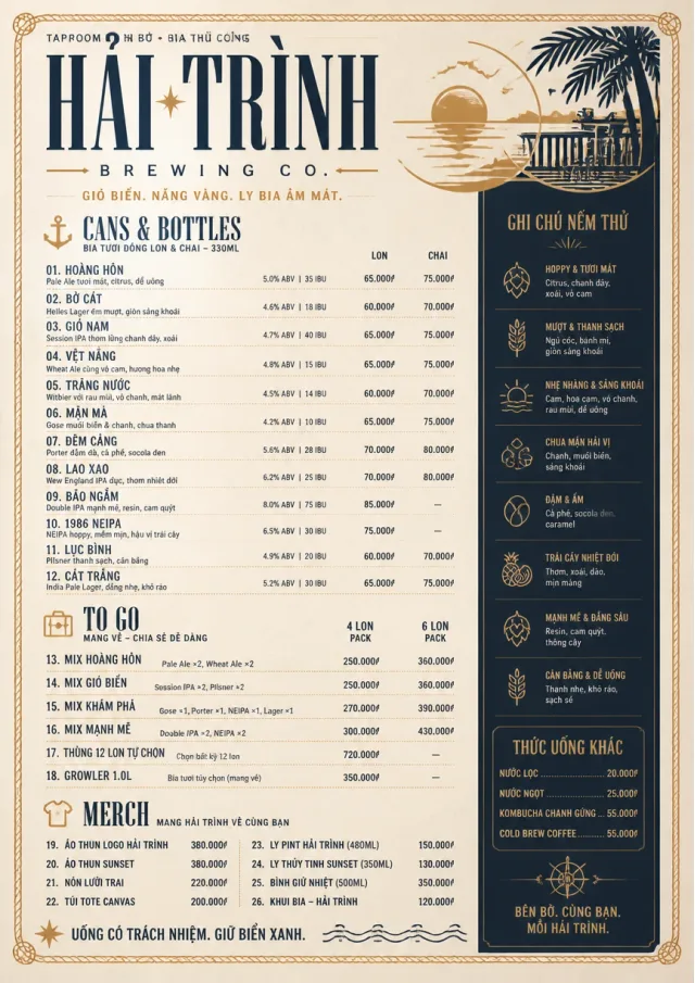 Coastal Sunset beer-menu menu template preview
