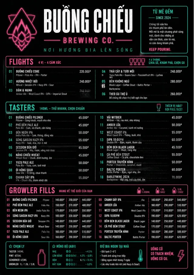 Neon Night Pour beer-menu menu template preview